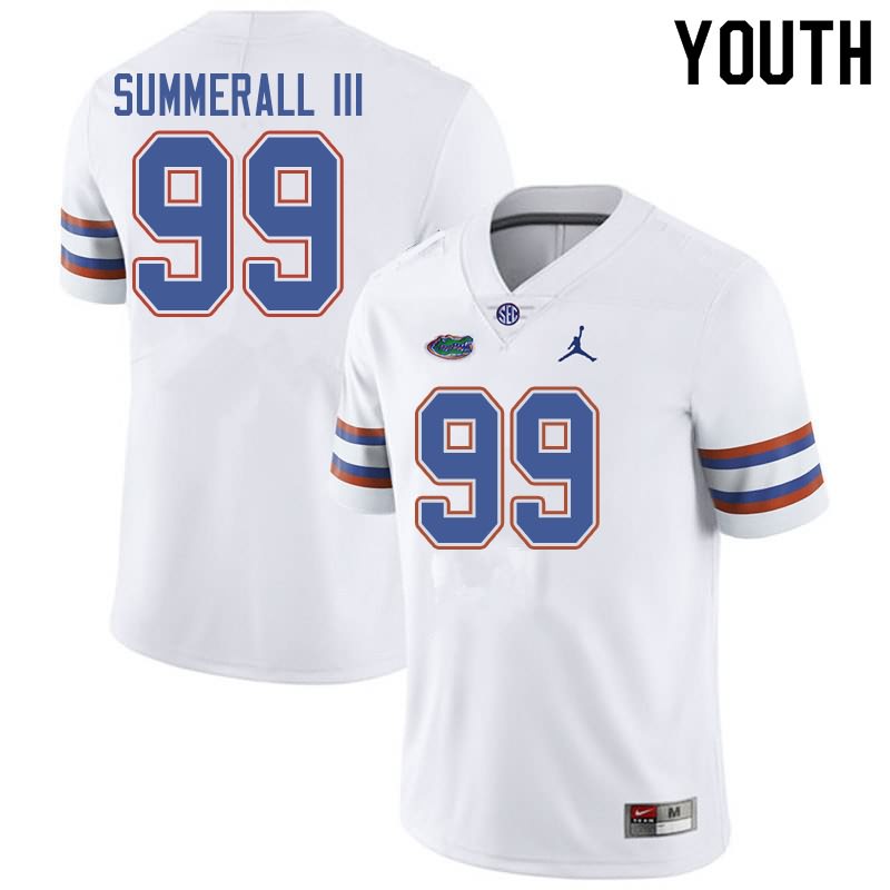 NCAA Florida Gators Lloyd Summerall III Youth #99 Jordan Brand White Stitched Authentic College Football Jersey RSA0364WF
